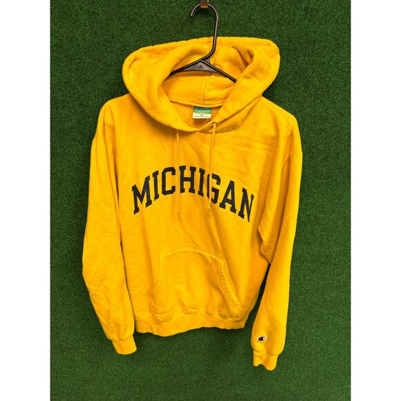 University of Michigan Yellow Pullover Champion Sweatshirt Sz Medium Unisex NCAA - Picture 1 of 6